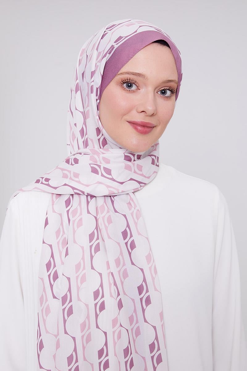 Fivescarf Gül Geometrik Desen Mono Şal