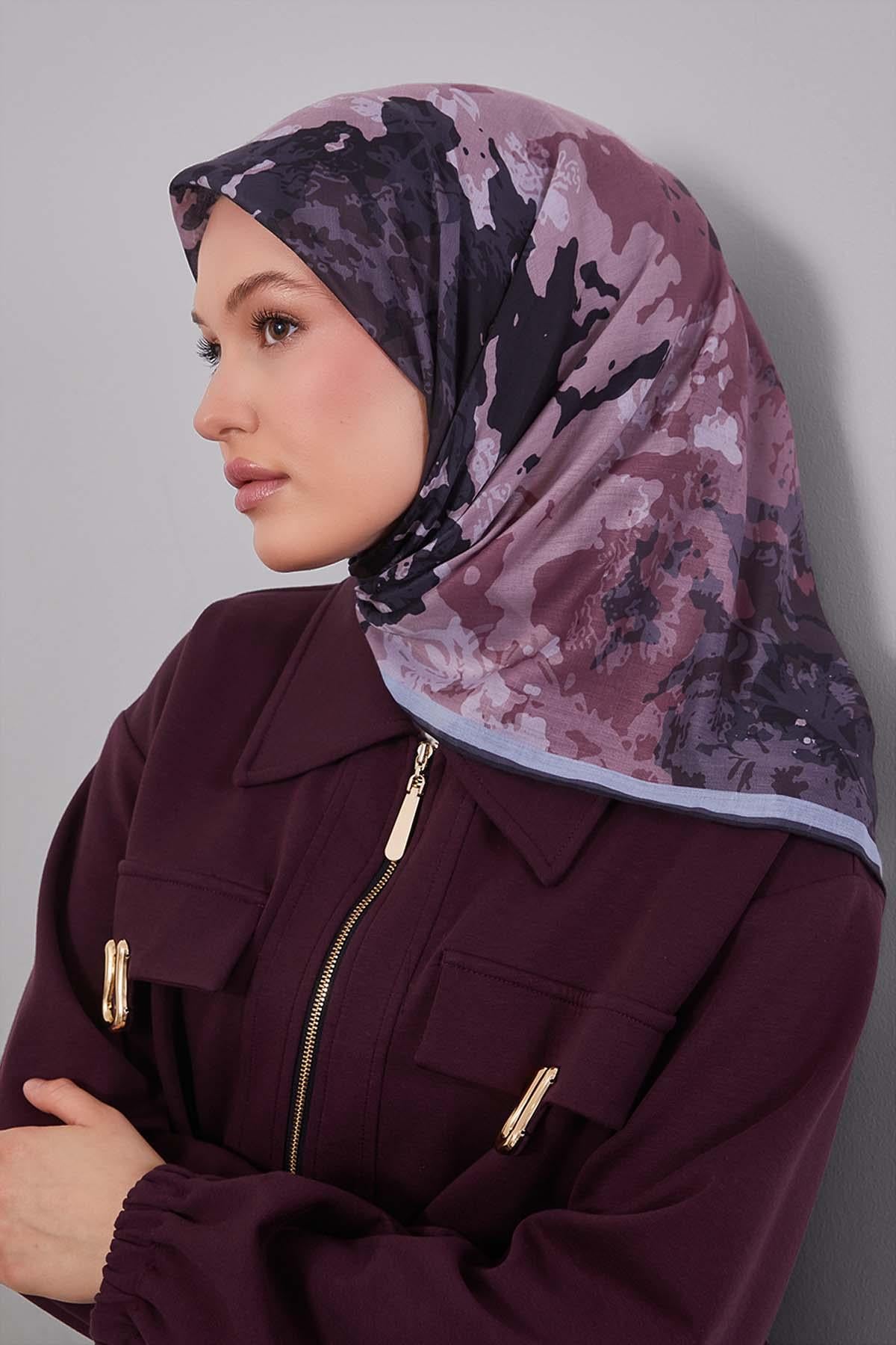 Fivescarf Gül Karışık Desen Silk Coton Eşarp