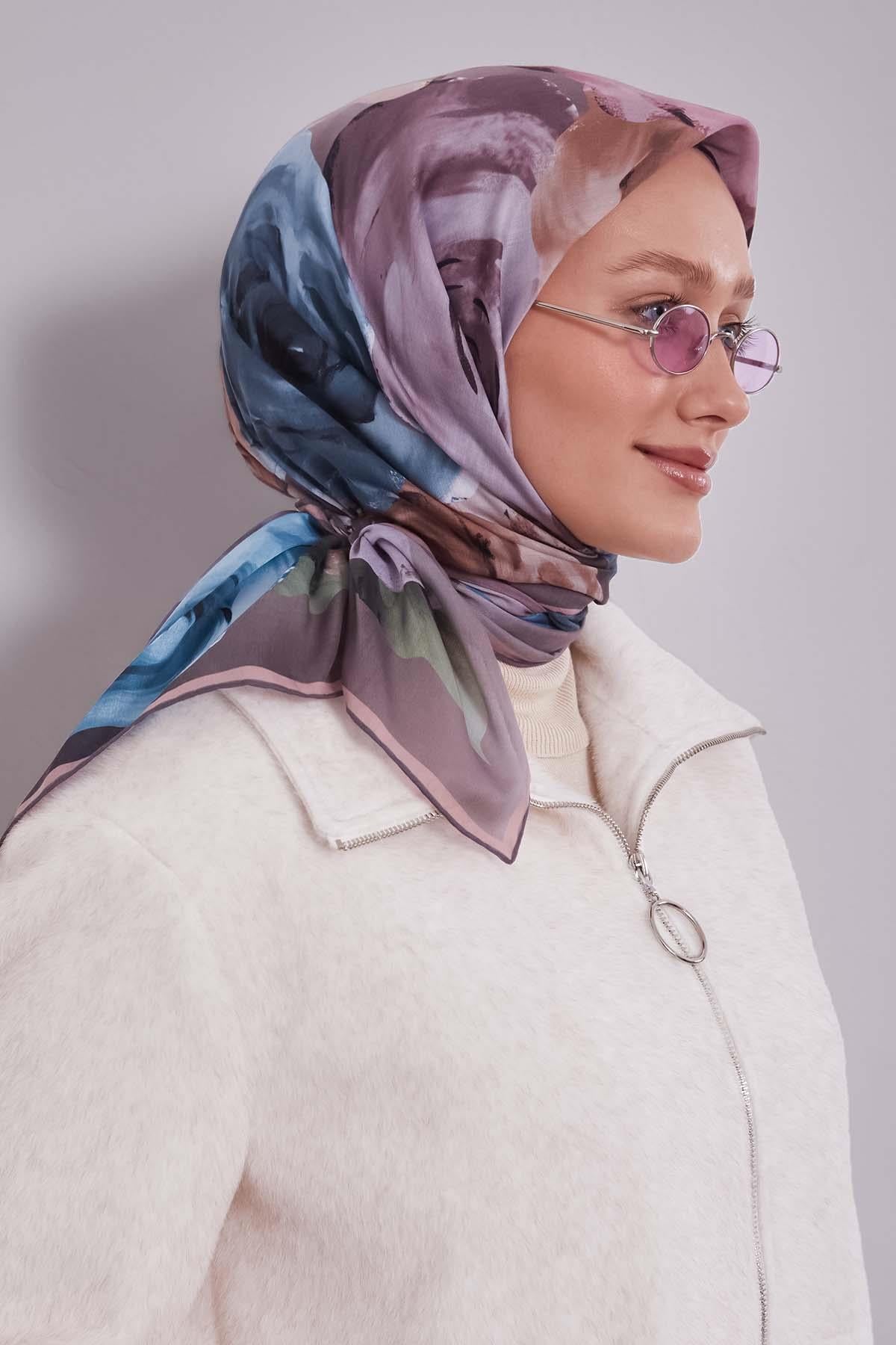 Fivescarf Gül Kurusu Çiçek Desen Slik Coton Eşarp