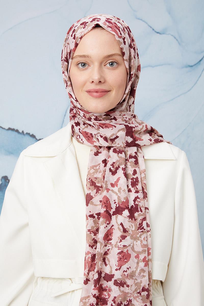 Fivescarf Gül Kurusu Desenli Cotton Şal