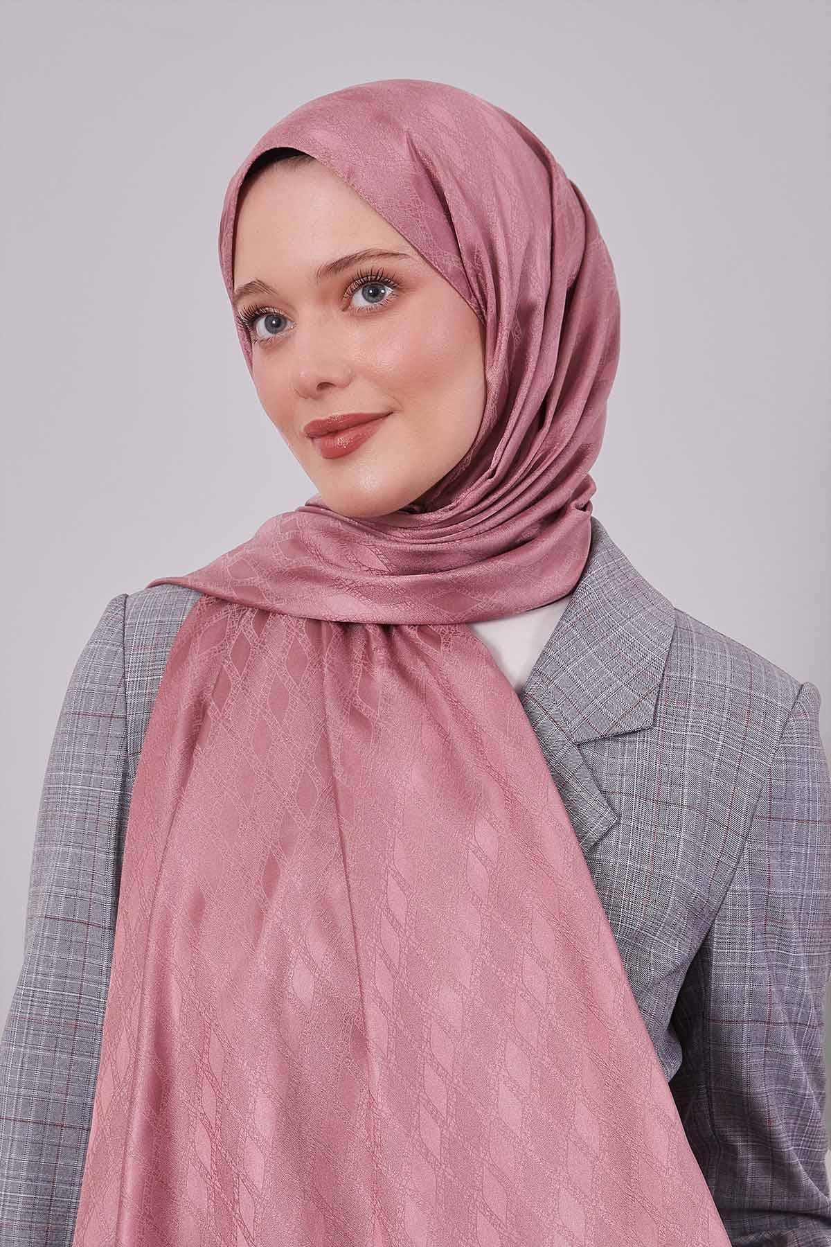 Fivescarf Gül Kurusu Örgü Desen Jakar Şal