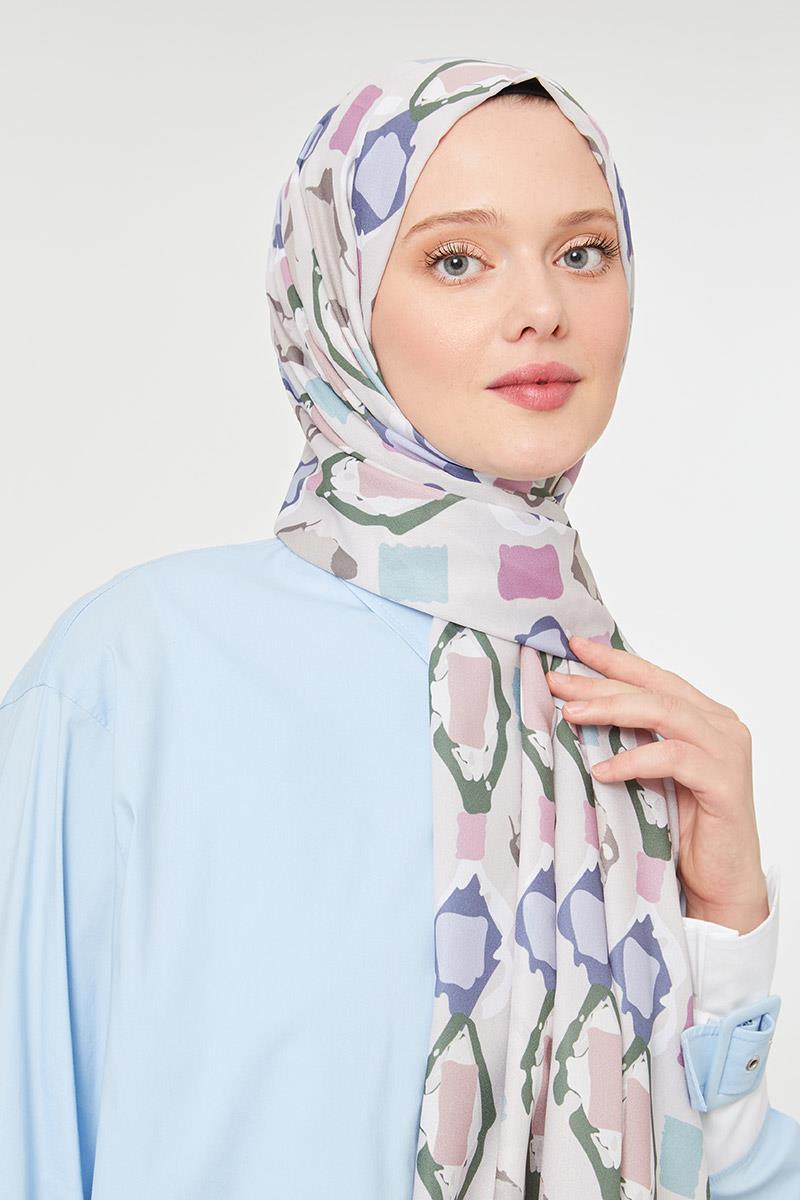 Fivescarf Gül Üçgen Desen Mono Krep Şal
