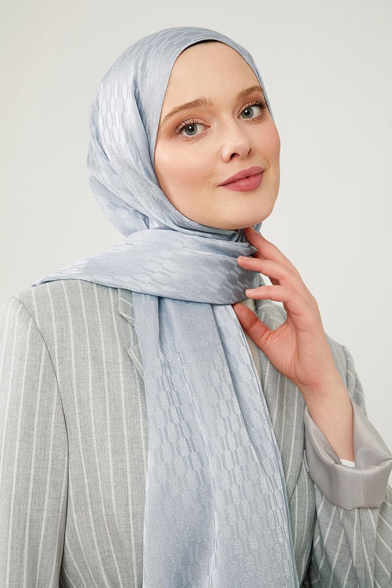 Fivescarf Gümüş Burgu Desen Jakarlı Elegance Şal