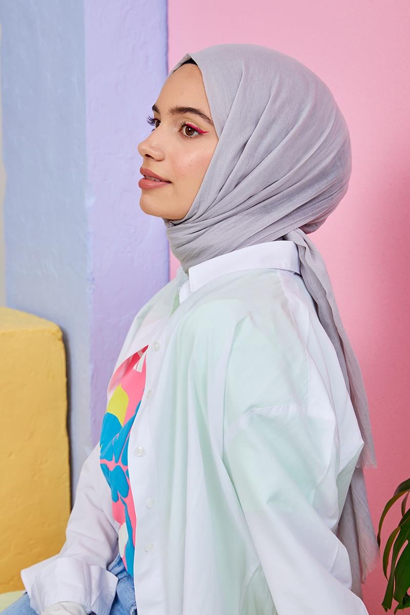 Fivescarf Gümüş Olay Pamuk Şal