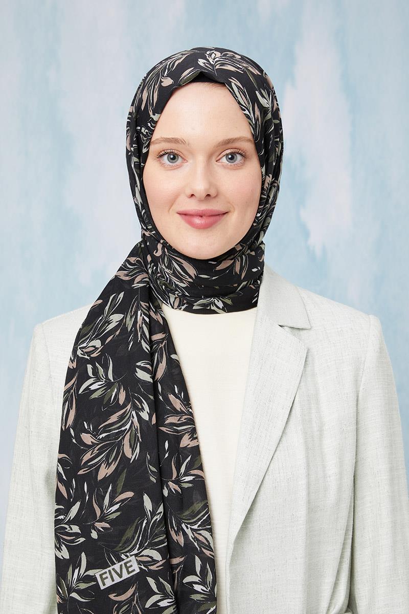 Fivescarf Haki Desenli Cotton Şal