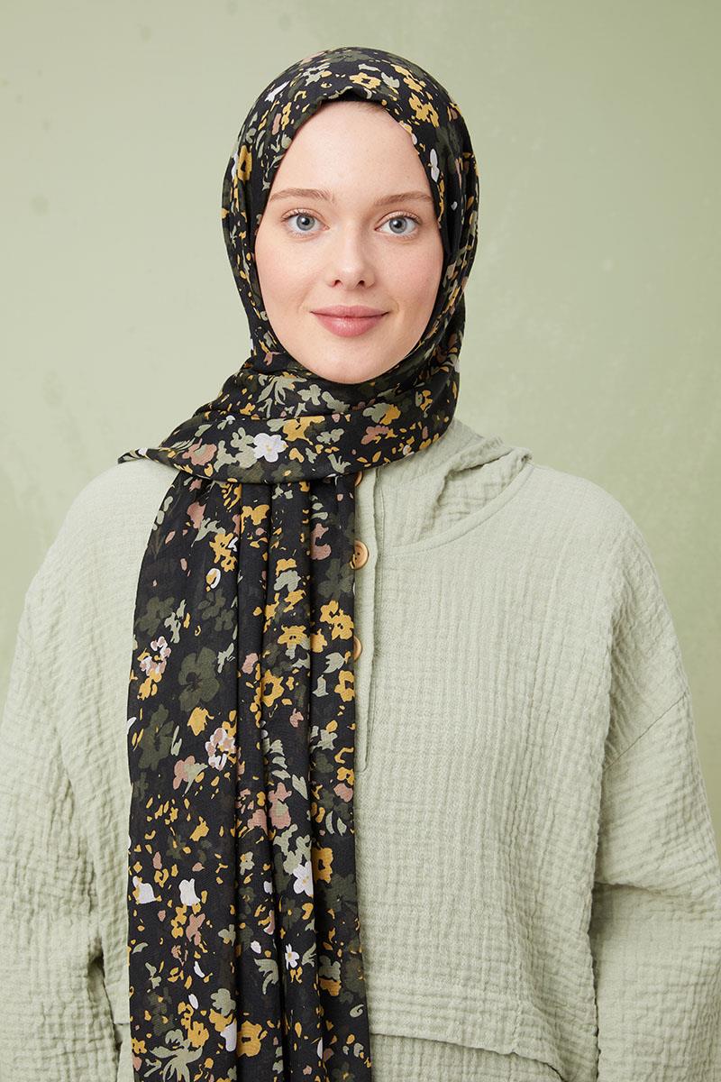 Fivescarf Haki Desenli Cotton Şal