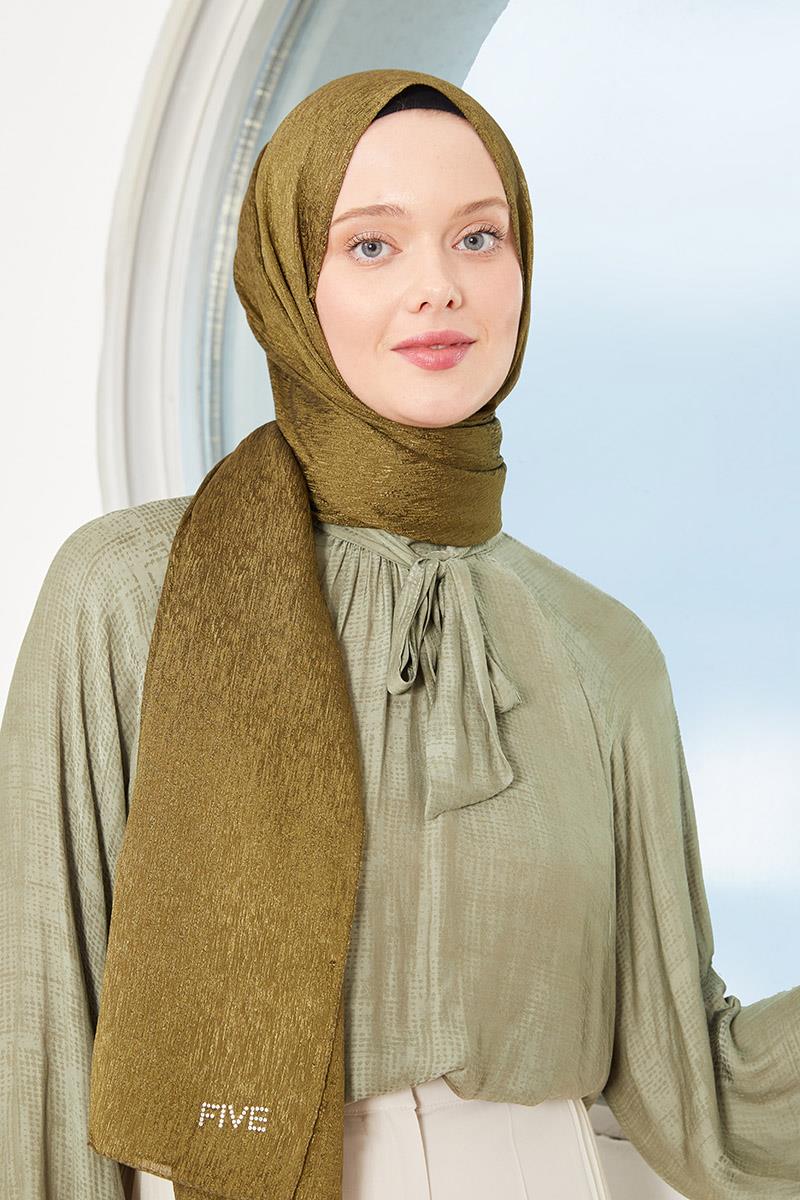 Fivescarf Haki Elmas Abiye Şal