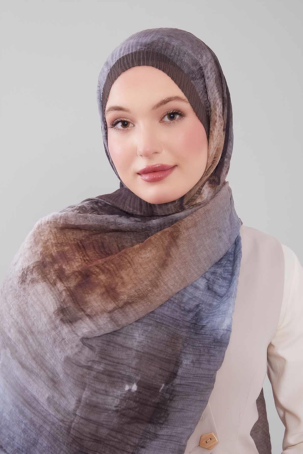 Fivescarf Haki Geçişli Müslin Cotton Şal
