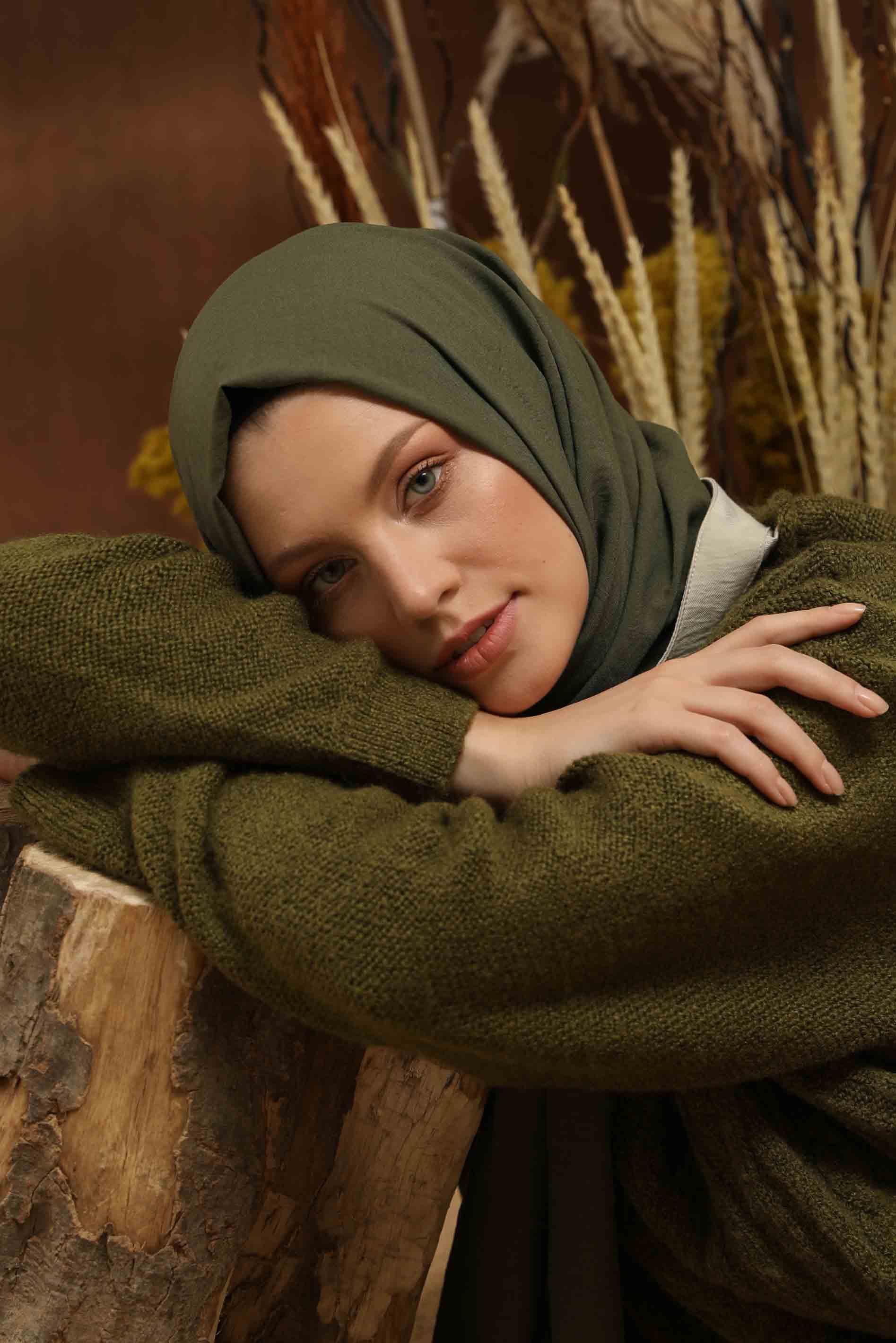 Fivescarf Haki Maxi Cotton Şal