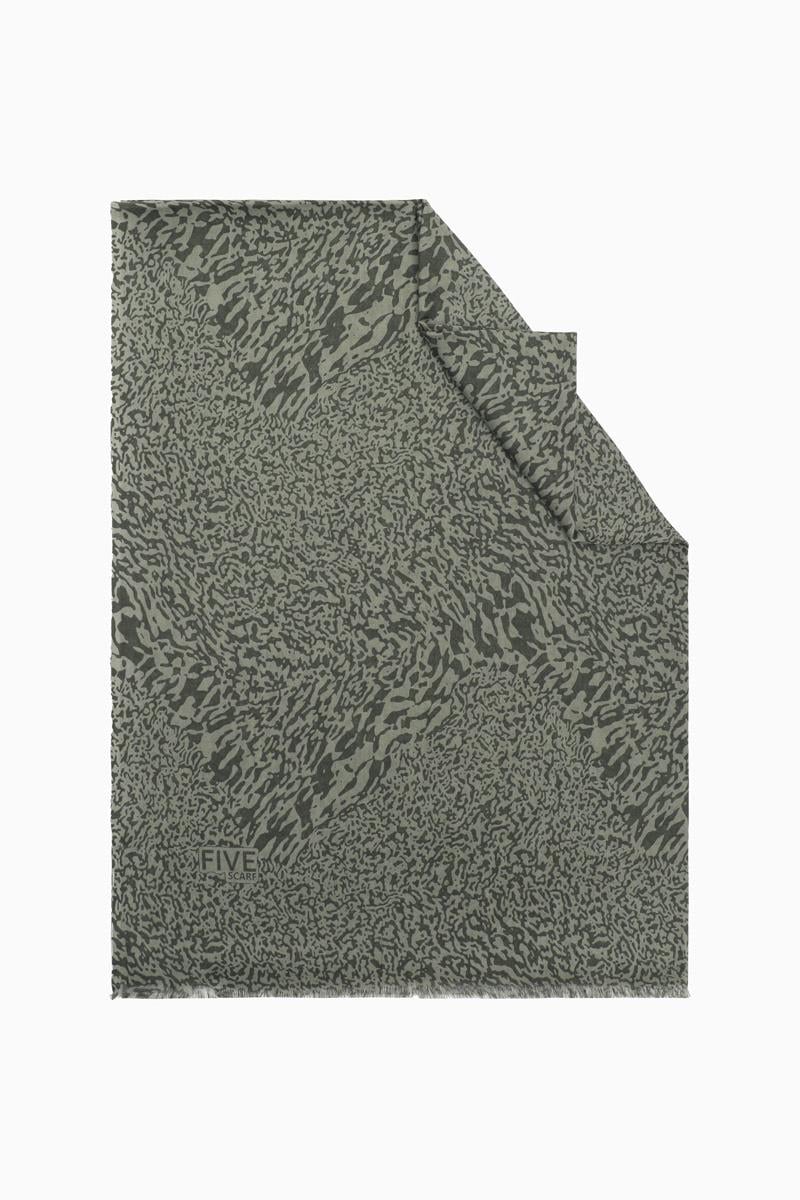 Fivescarf Haki Relax Ebruli Desen Şal