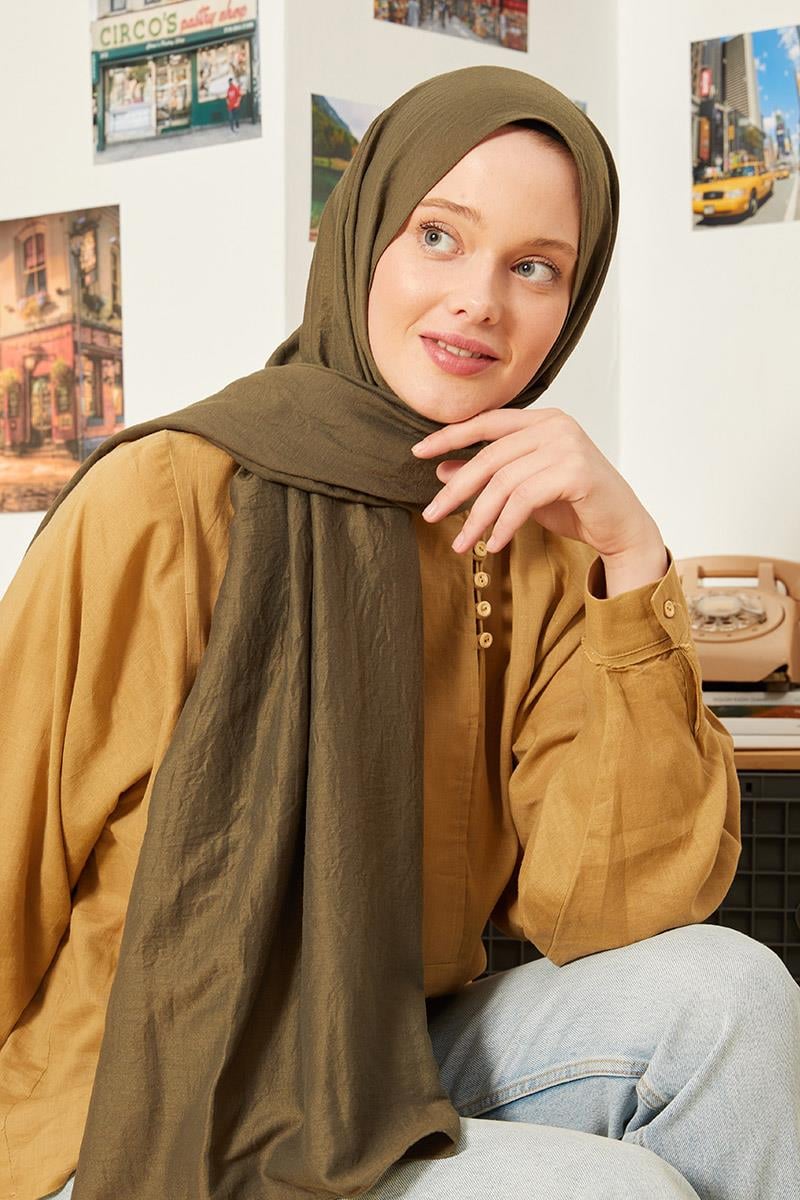 Fivescarf Haki Touch Pamuk Şal
