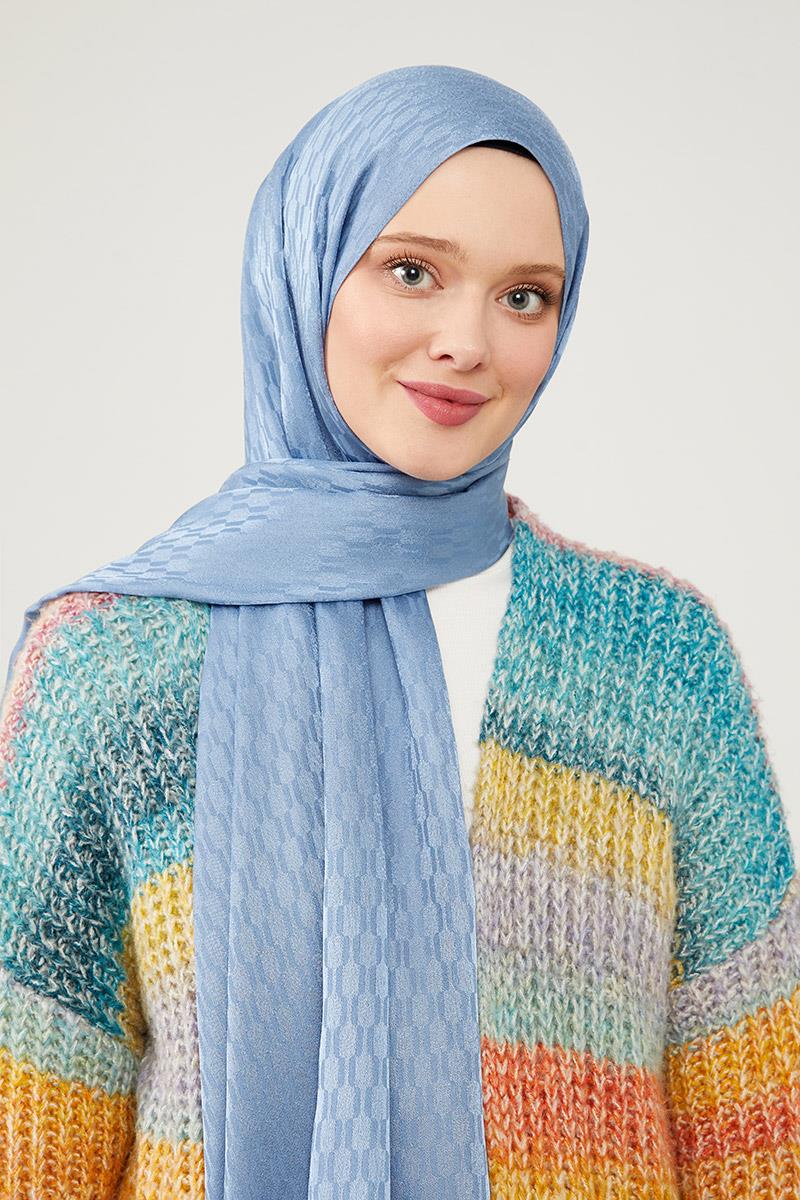 Fivescarf İndigo Burgu Desen Jakarlı Elegance Şal