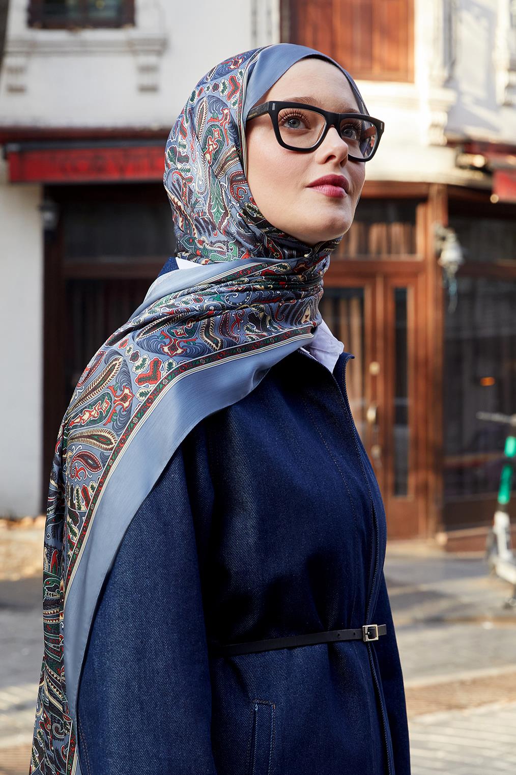 Fivescarf İndigo Motif Desen Brand Şal