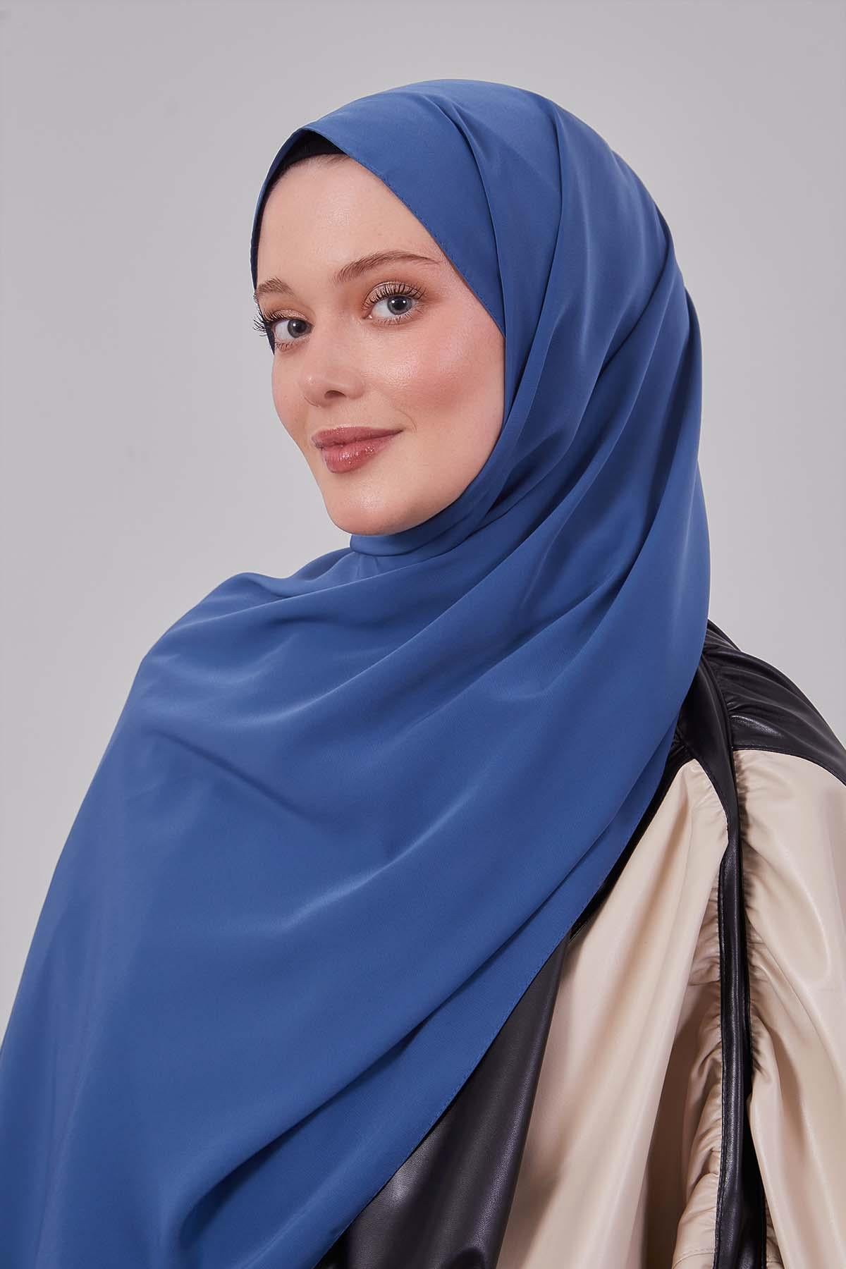 Fivescarf İndigo Taşlı Lüx Medine İpeği Şal