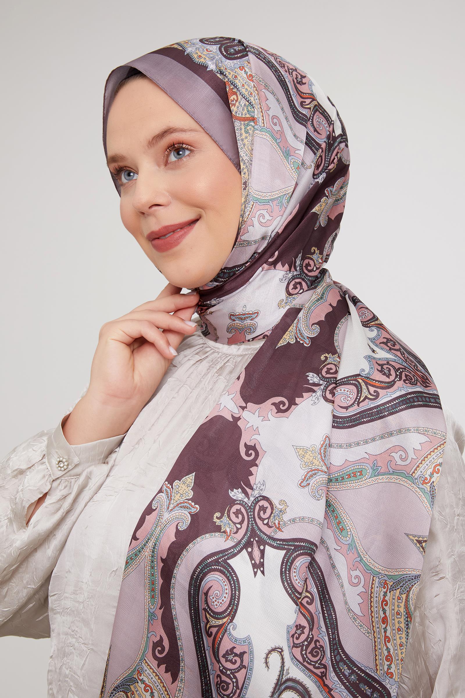 Fivescarf K.Gül Etnik Çini Desen Vual İpek Şal