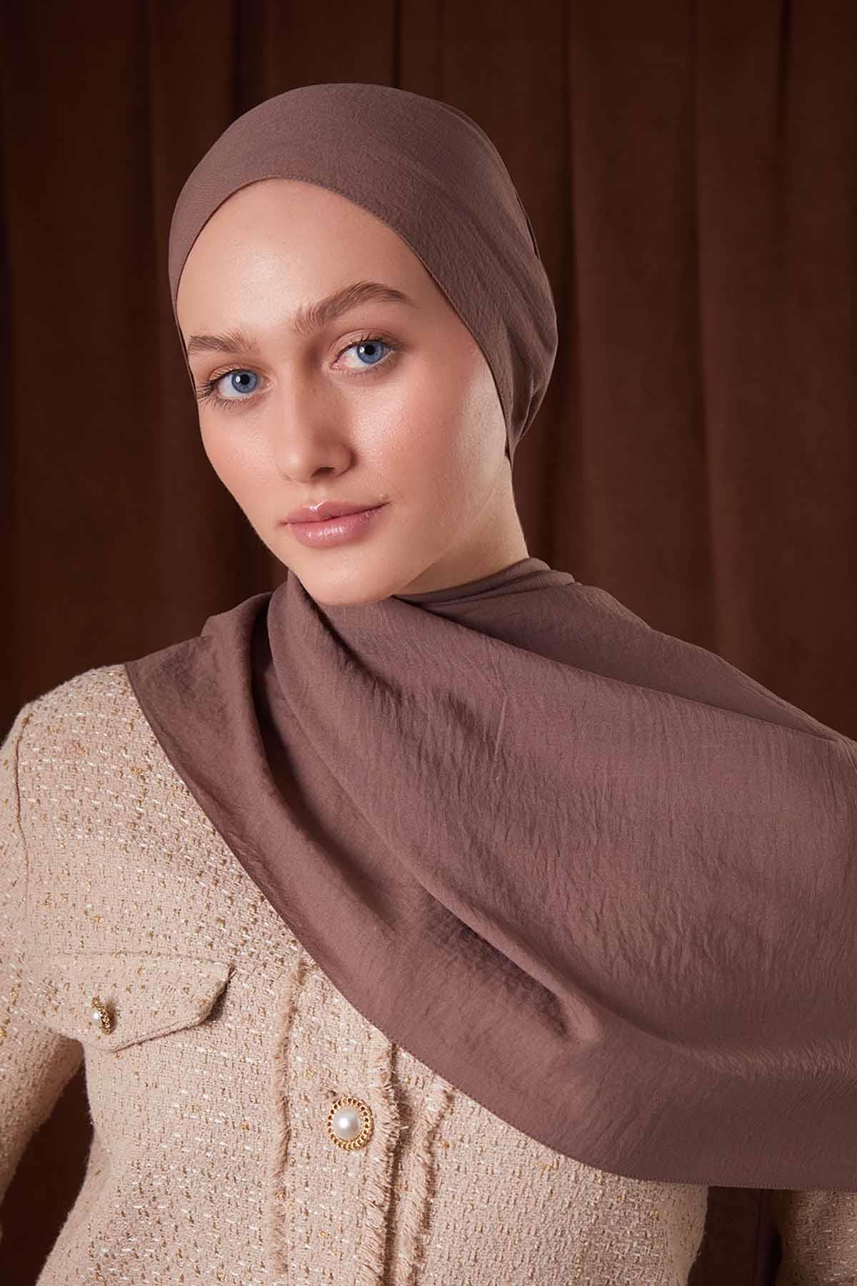 Fivescarf K.Kahve Düz Luna Cotton Şal
