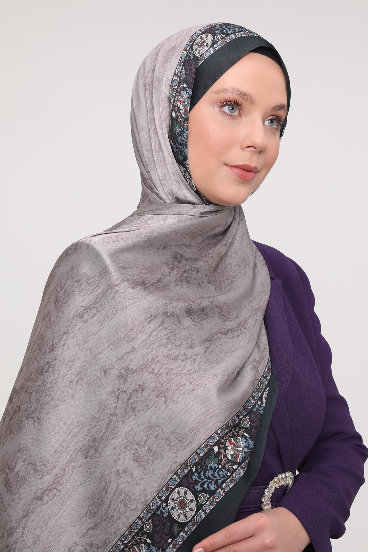 Fivescarf K.Yeşil Şeritli Etnik Desen Brand Şal