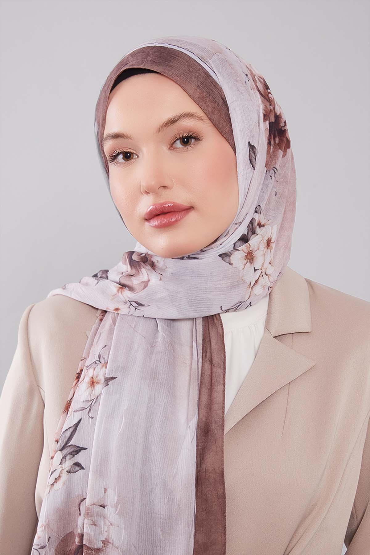Fivescarf K.Kahve Çicekli Craze Comfort Şal
