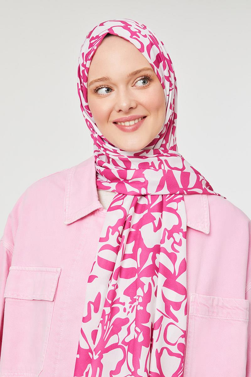Fivescarf K.Fuşya Yonca Desen Mono Şal
