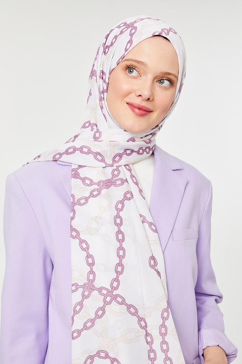 Fivescarf K.Lila Zincir Desen Mono Şal