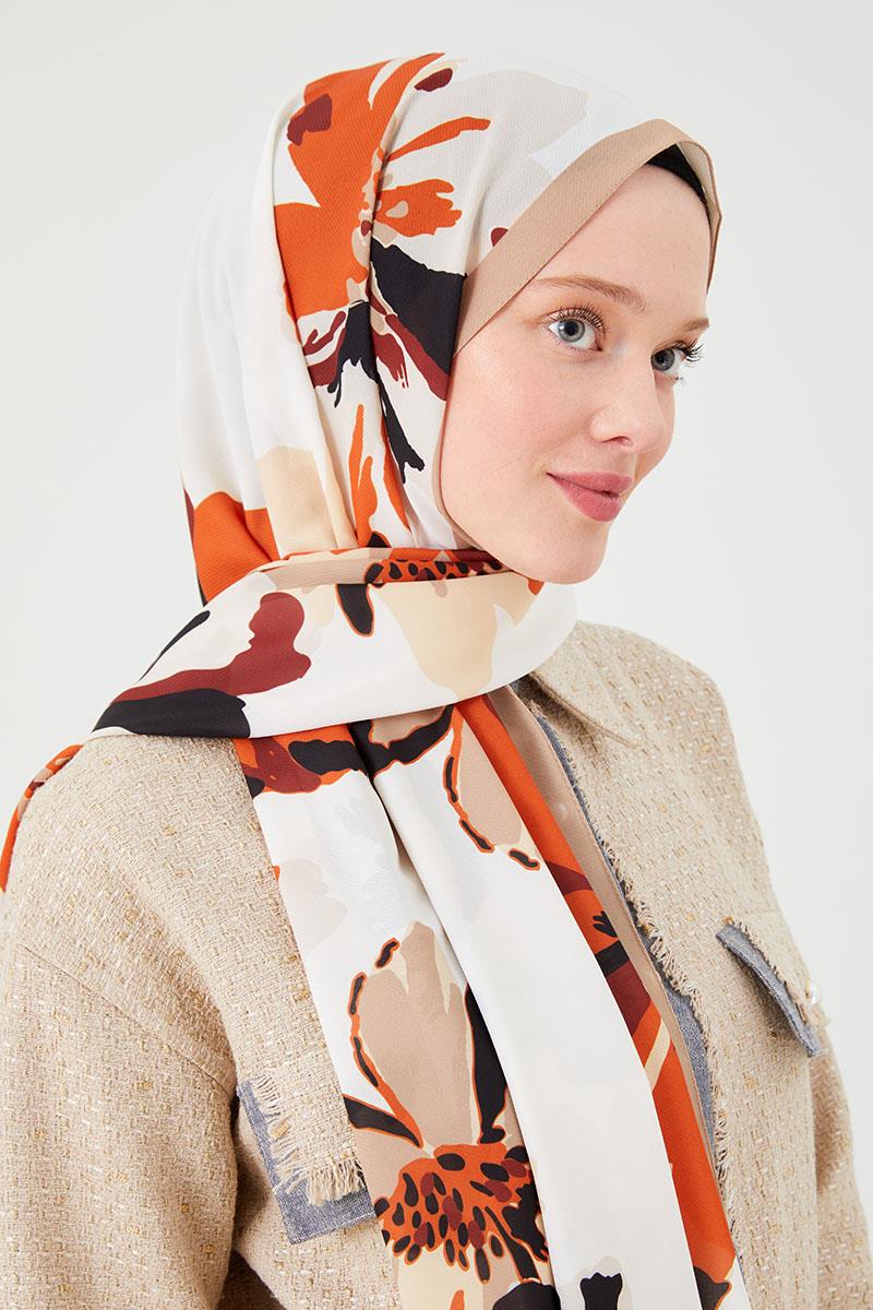 Fivescarf K.Bej Açelya Desen Violet Medine İpeği Şal