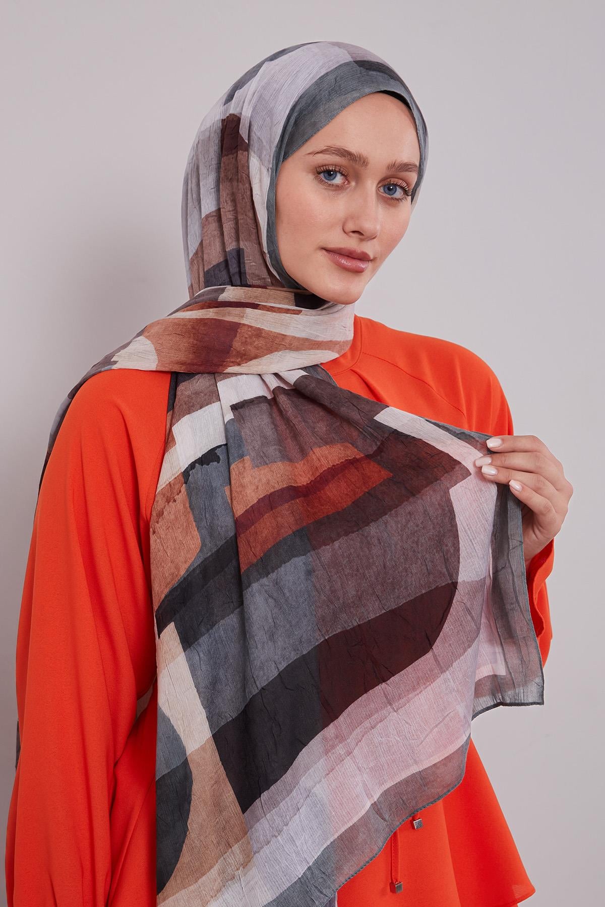 Fivescarf K.Yeşil Geometrik Desen Craze Comfort Şal