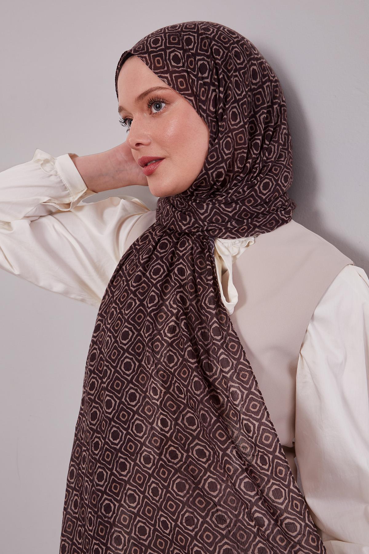 Fivescarf K.Kahve Karo Desenli Craze Comfort Şal