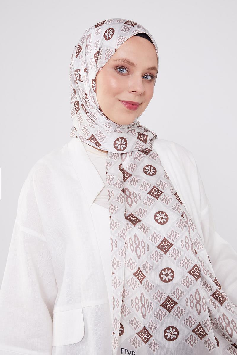 Fivescarf Kahve Damla Desen Brand Şal