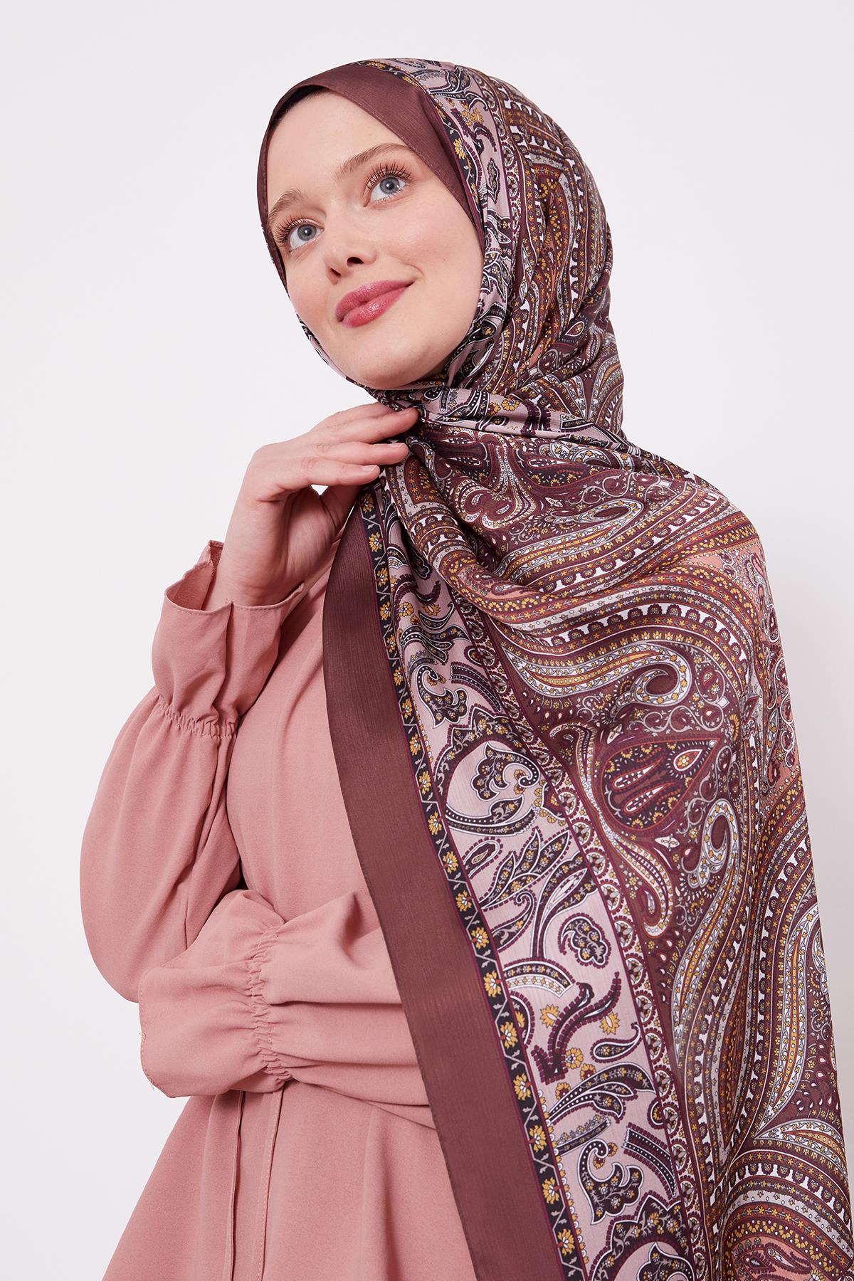 Fivescarf Kahve Etnik Desen Brand Şal