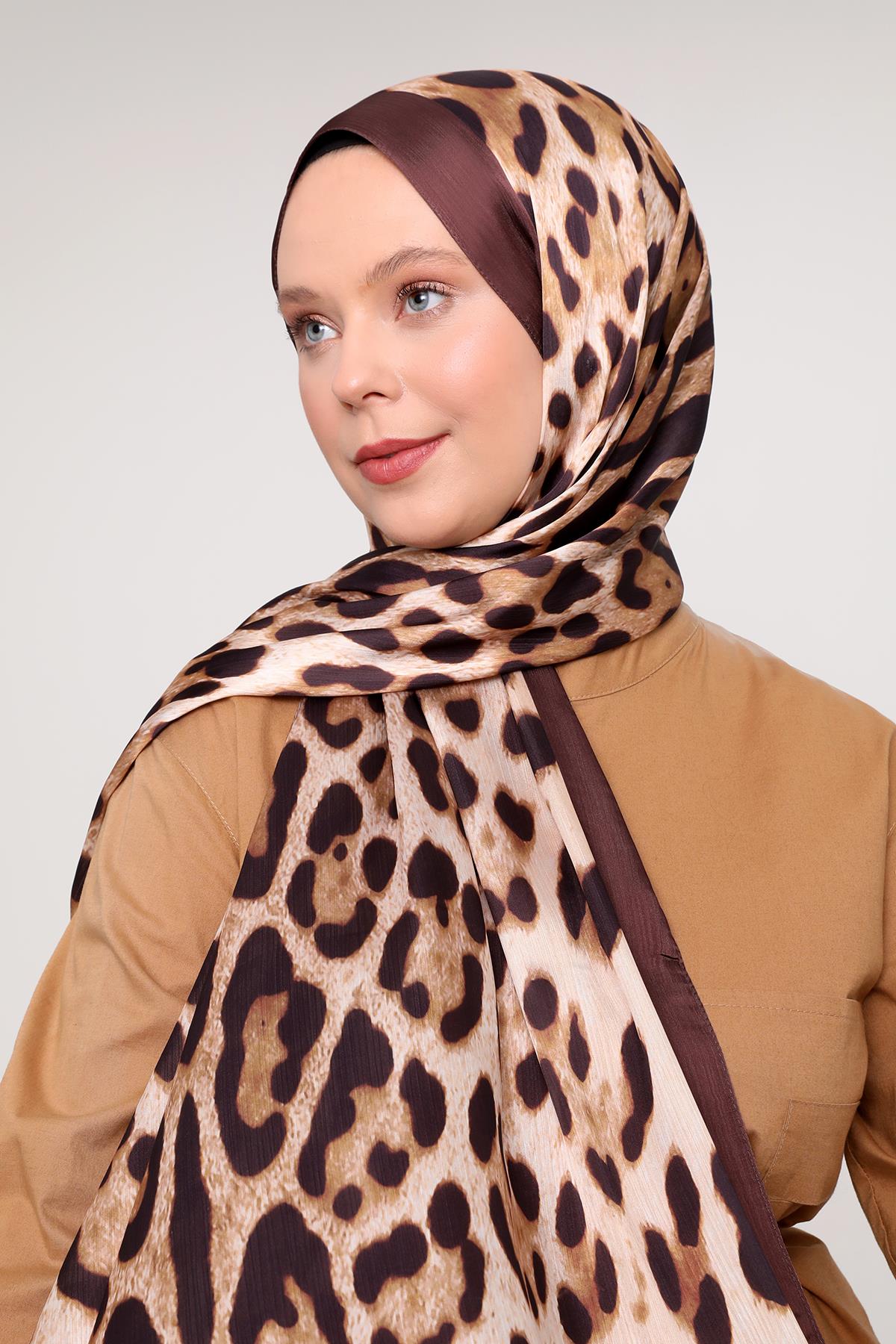 Fivescarf Kahve Leopar Desen Brand Şal