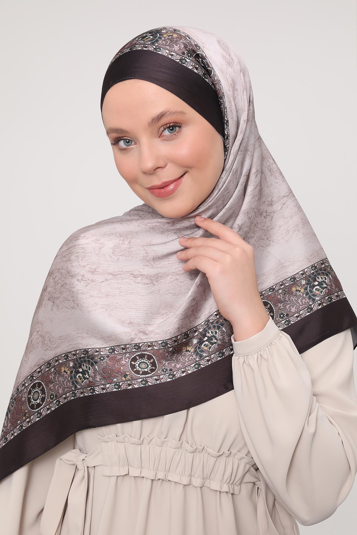 Fivescarf Kahve Şeritli Etnik Desen Brand Şal