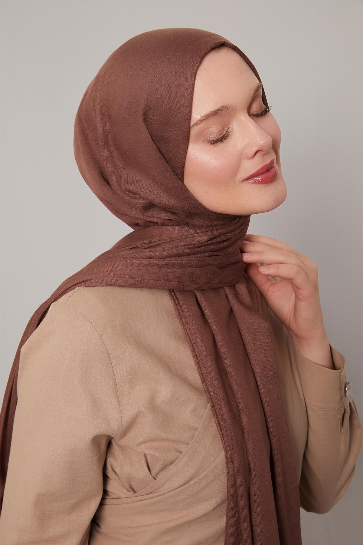 Fivescarf Kahve Viskon Modal Düz Şal