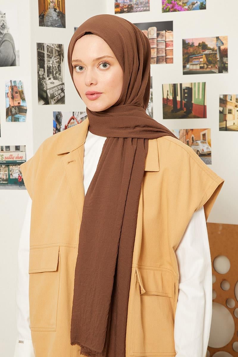 Fivescarf Kahverengi Maxi Cotton Şal