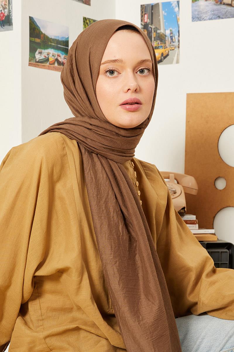 Fivescarf Kahverengi Touch Pamuk Şal