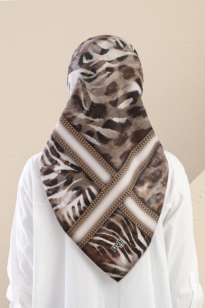 Fivescarf Kahverengi Twill Digital Eşarp