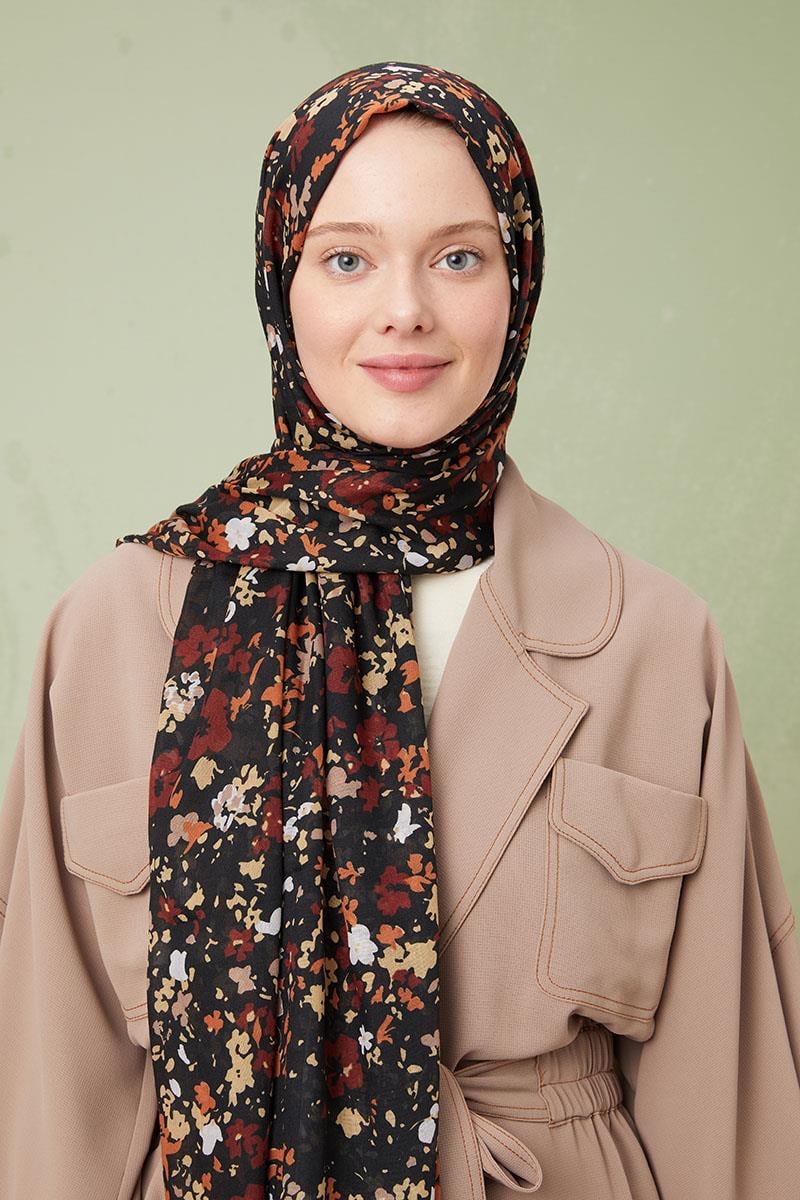 Fivescarf Kiremit Desenli Cotton Şal