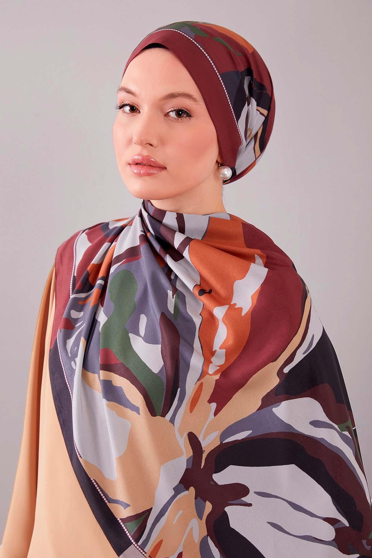 Fivescarf Kiremit Fırça Desen Moos Chrep Şal