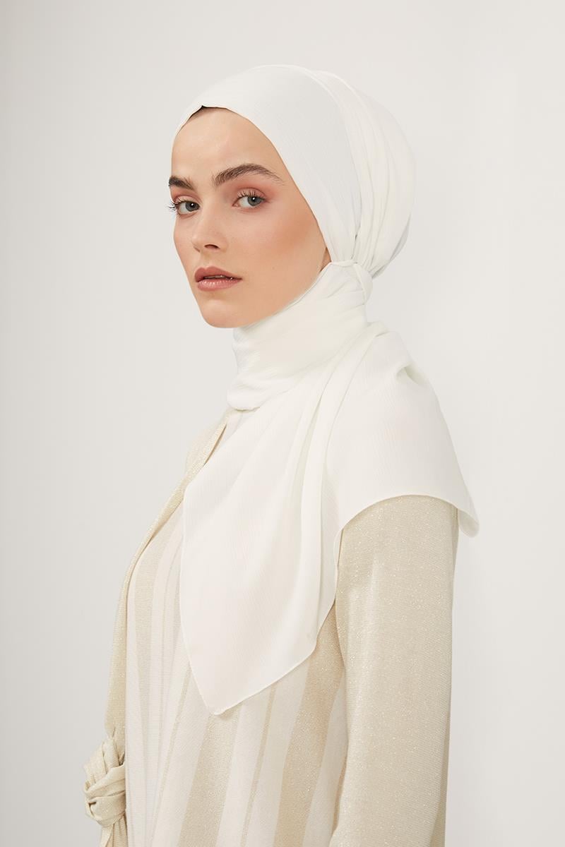 Fivescarf Kırık Beyaz Krinkıl Şal