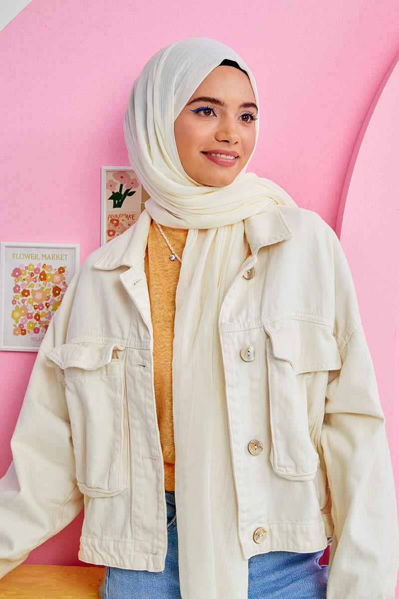 Fivescarf Kırık Beyaz Olay Pamuk Şal