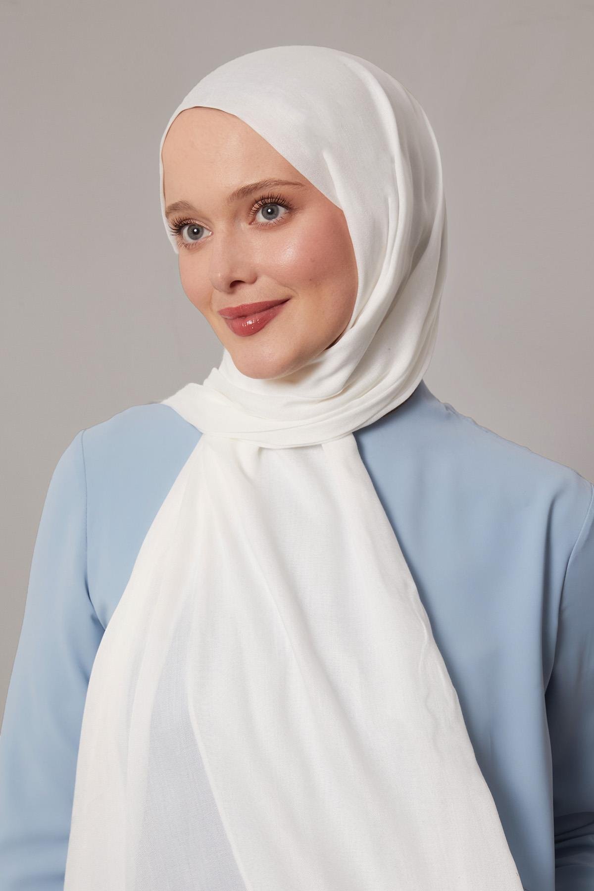 Fivescarf Kırık Beyaz Viskon Modal Düz Şal