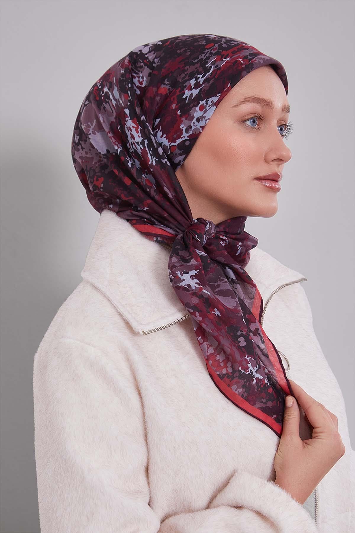 Fivescarf Kırmızı Damla Desen Silk Coton Eşarp