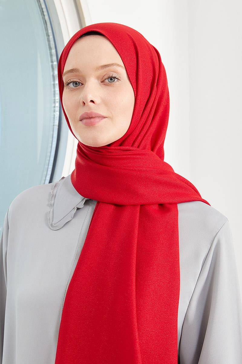 Fivescarf Kırmızı Simli Otto Abiye Şal