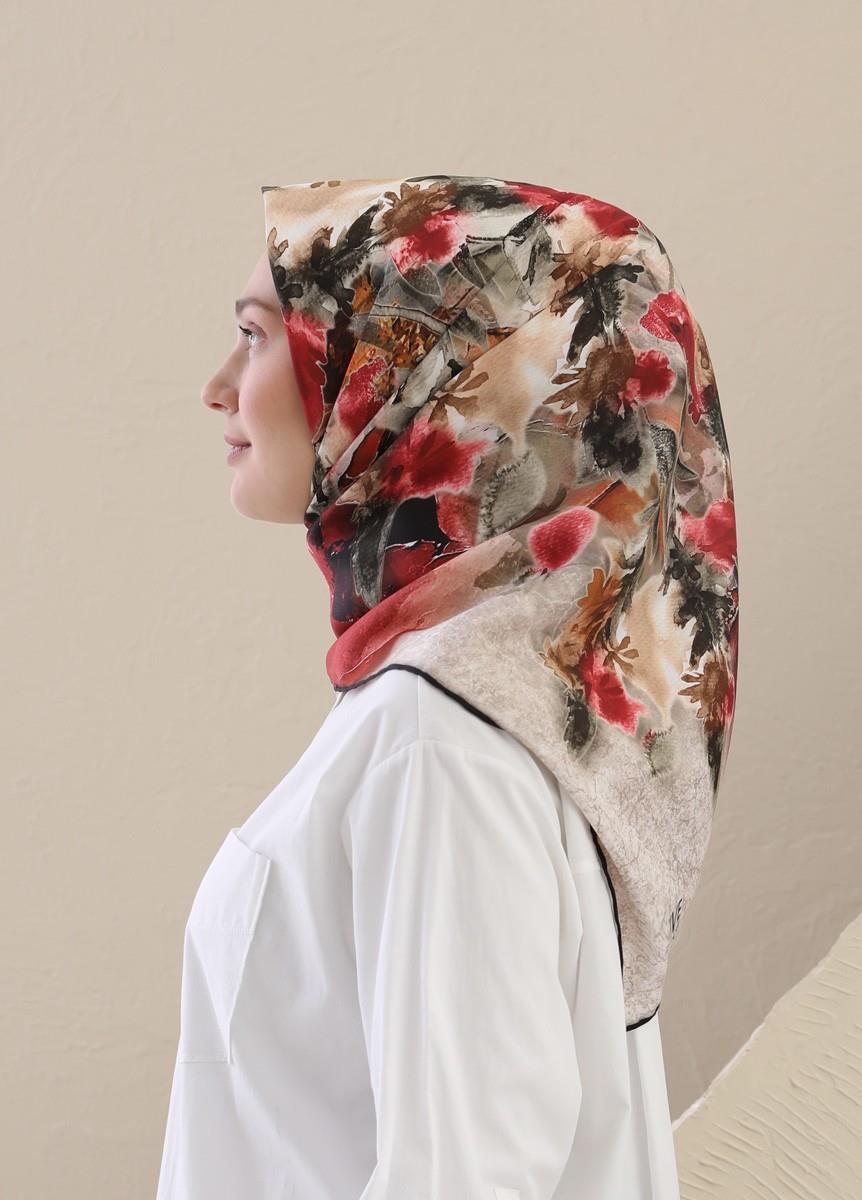 Fivescarf Kırmızı Twill Digital Eşarp