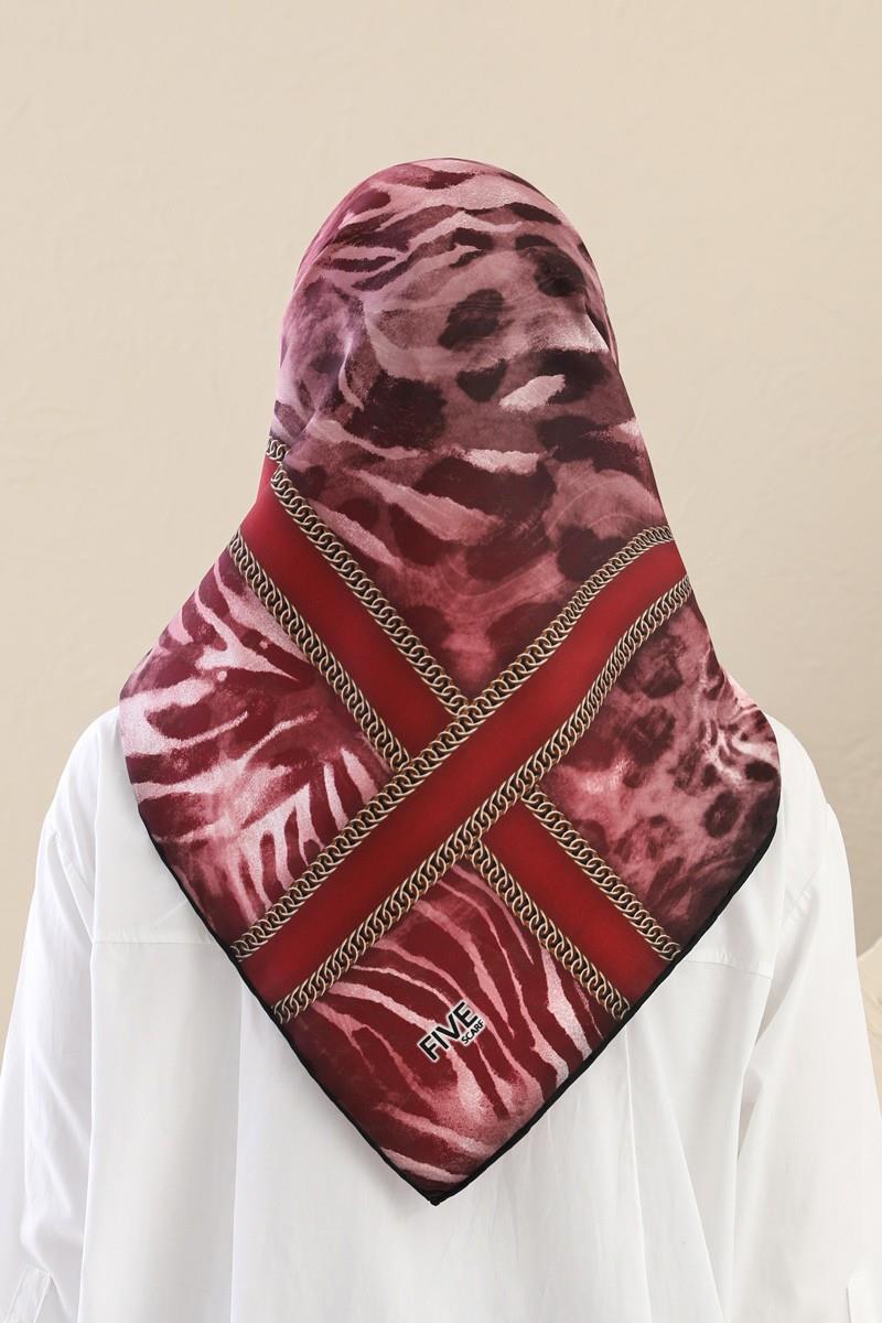 Fivescarf Kırmızı Twill Digital Eşarp