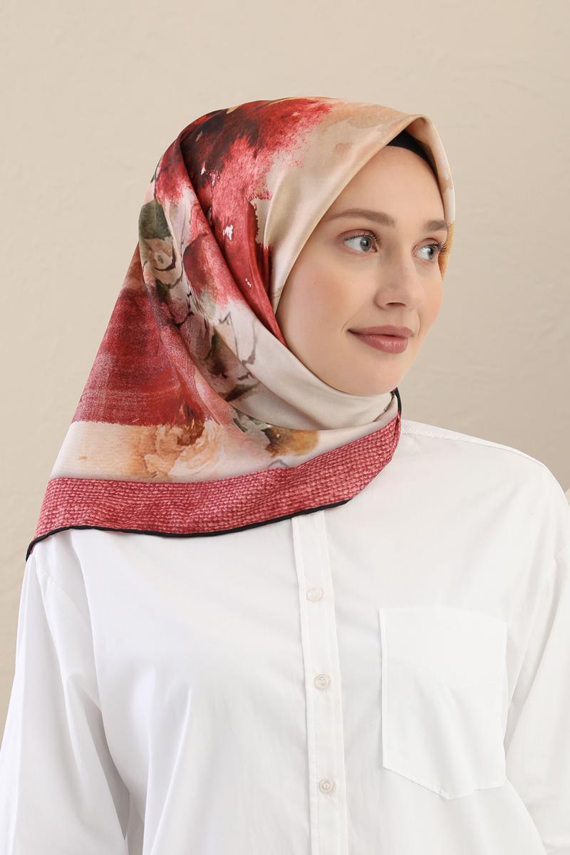 Fivescarf Kırmızı Twill Digital Eşarp