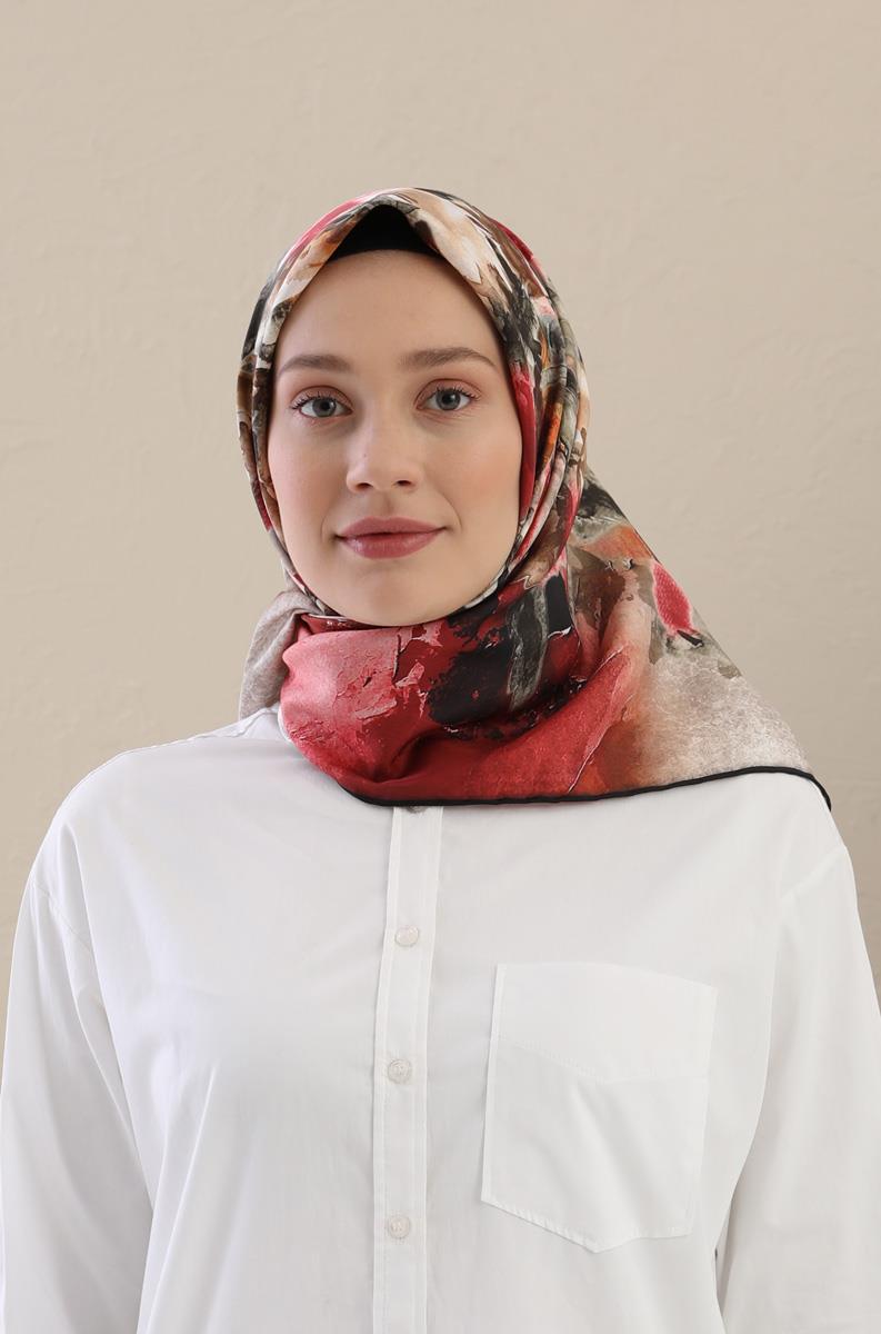 Fivescarf Kırmızı Twill Digital Eşarp