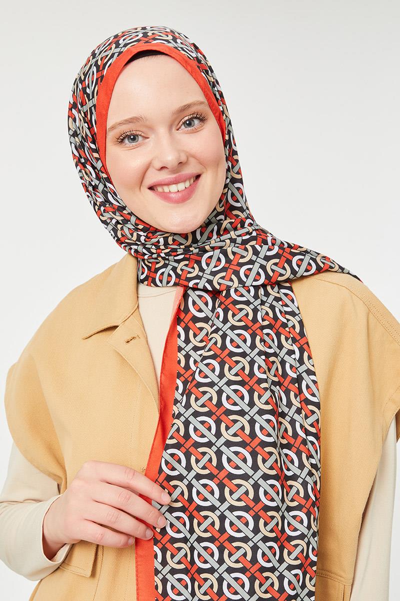 Fivescarf Kırmızı Yuvarlak Desen Mono Krep Şal