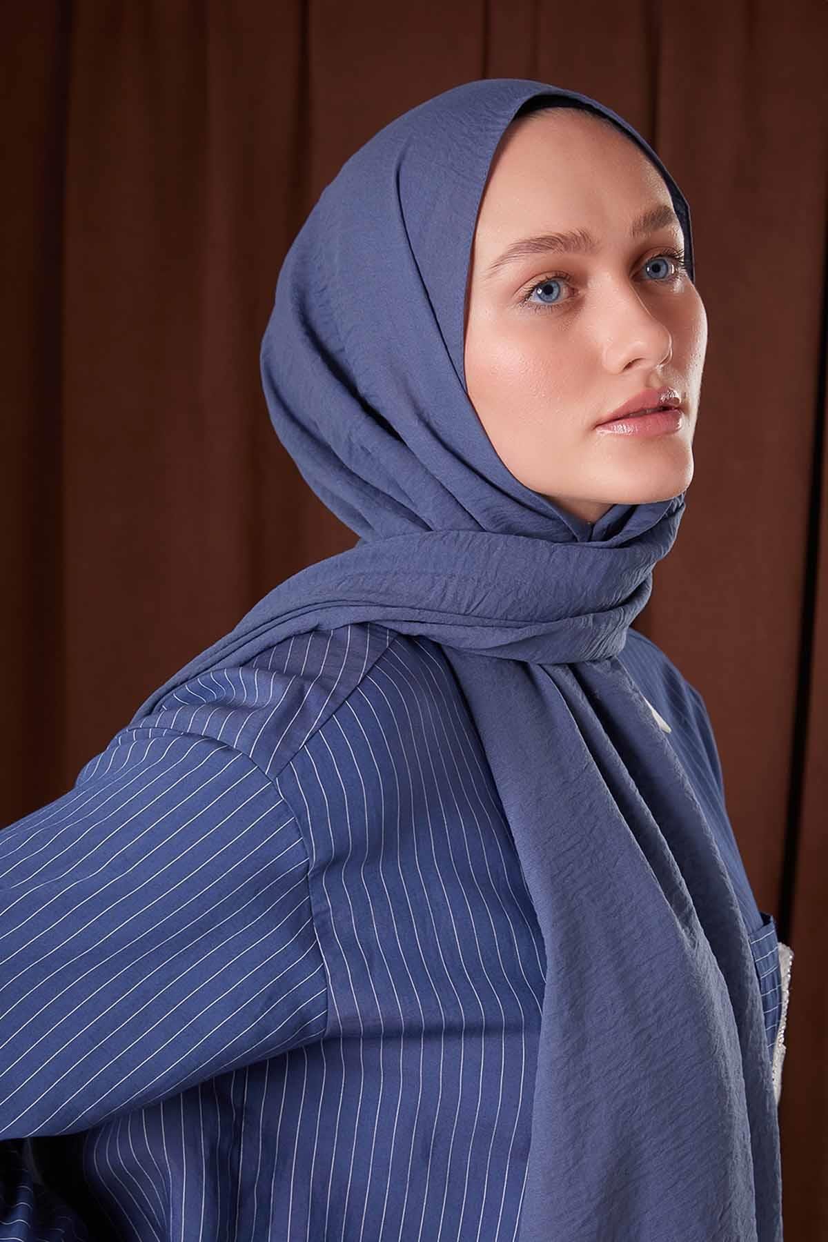 Fivescarf Kot Mavi Düz Luna Cotton Şal