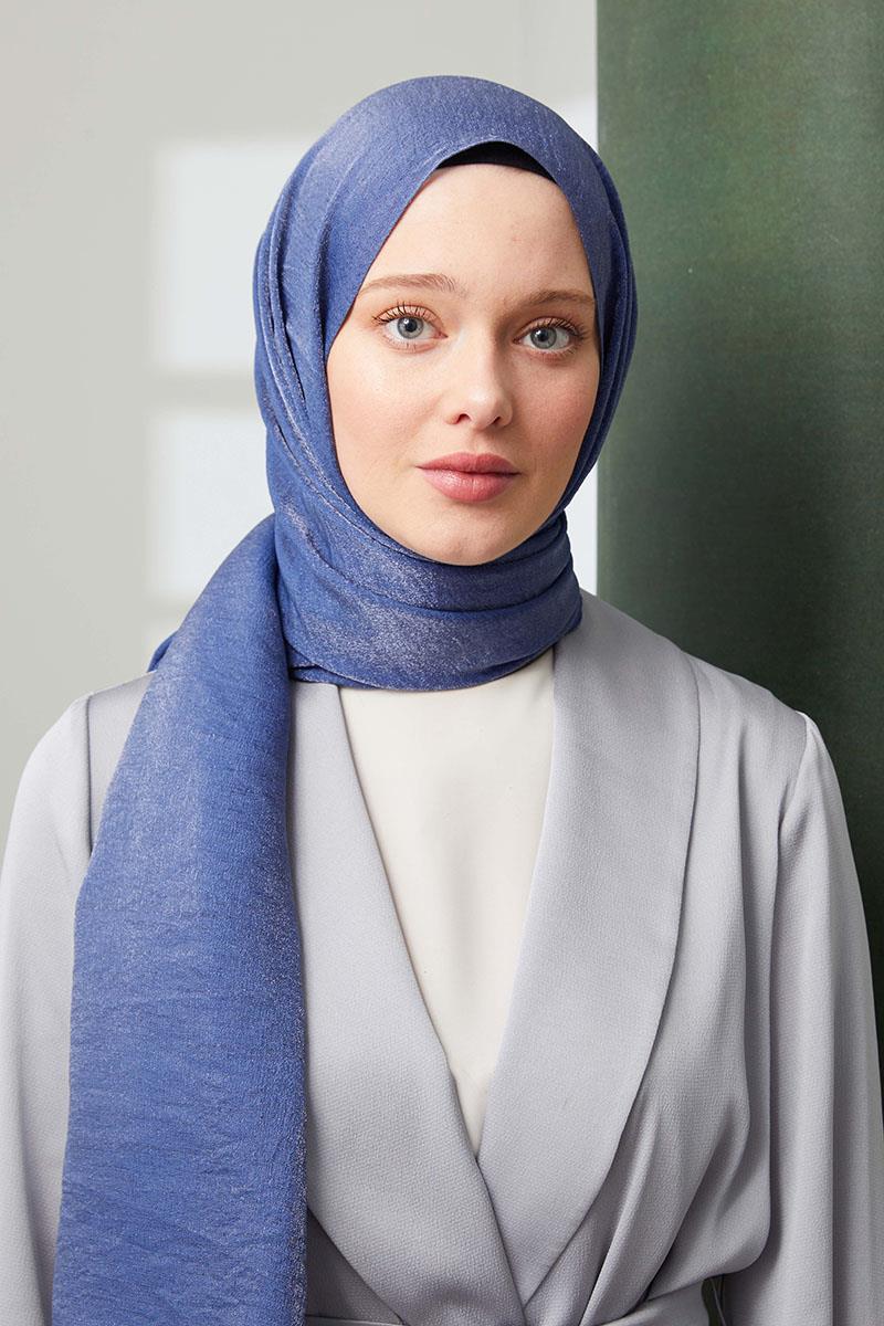 Fivescarf Kot Mavisi Pırıltı Şal