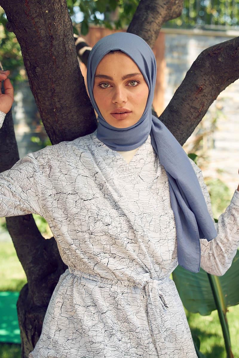 Fivescarf Kot Mavisi Touch Pamuk Şal